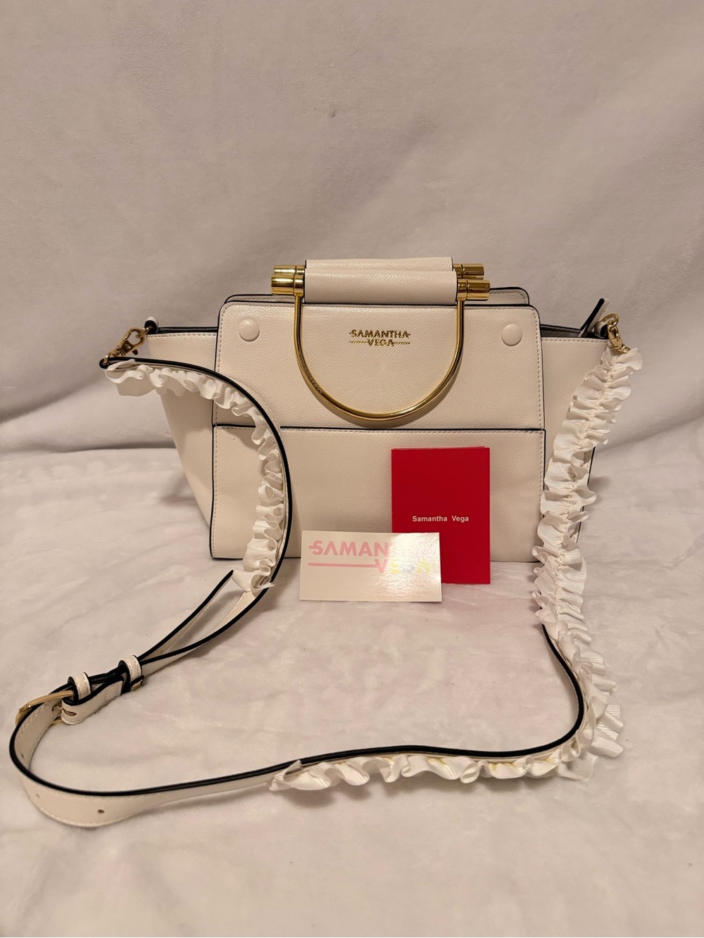 Samantha Vega White 2-Way Flutter/Frill Handbag